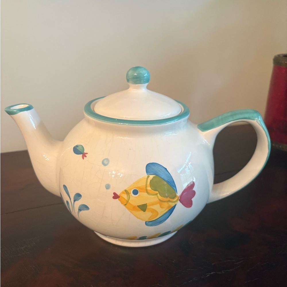 Vintage Studio Nova Barrier Reef Fish Tea Pot, restrained and crazing noted
